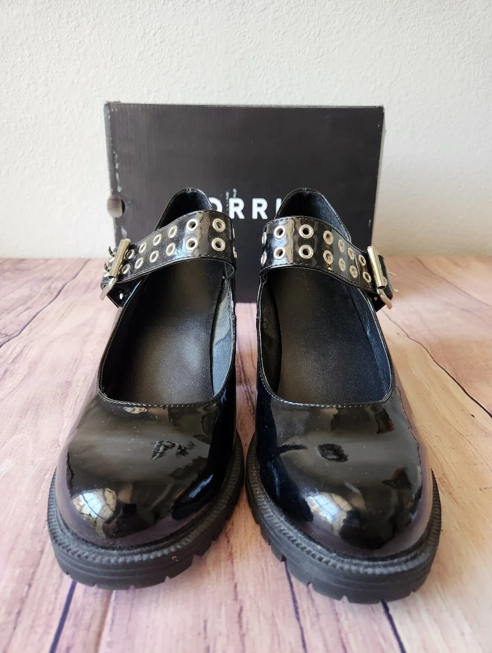 Torrid Women's Black Patent Mary Jane Heels Goth Punk Chunky Shoes 8.5 Y2K